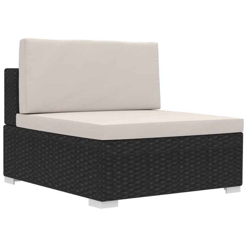 vidaXL 3 Piece Garden Sofa Set with Cushions Poly Rattan Black