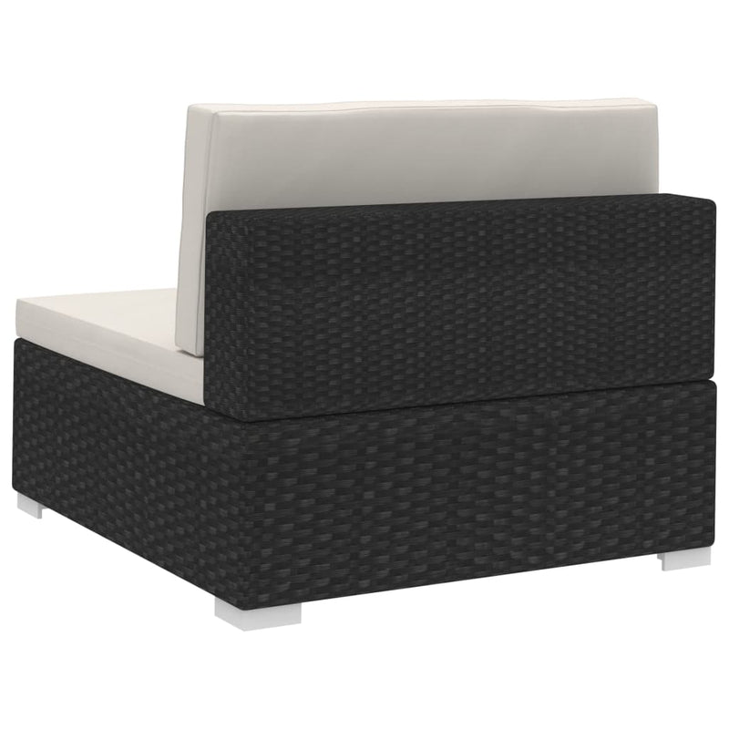 vidaXL 3 Piece Garden Sofa Set with Cushions Poly Rattan Black