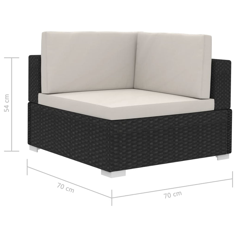 vidaXL 3 Piece Garden Sofa Set with Cushions Poly Rattan Black