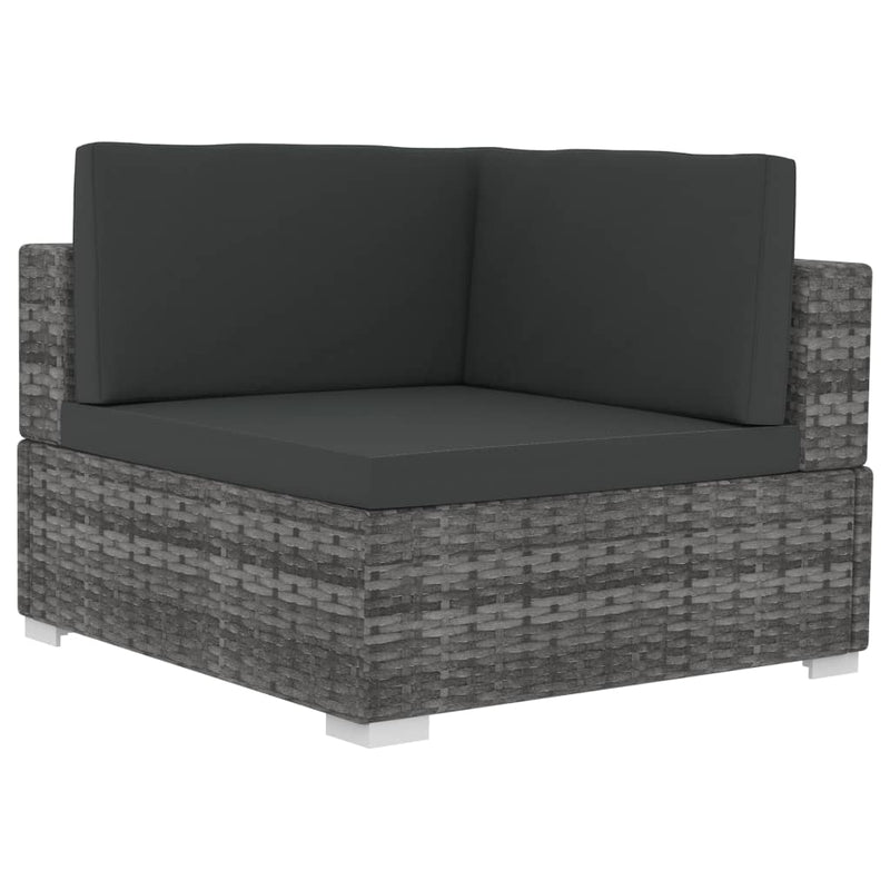 vidaXL 3 Piece Garden Sofa Set with Cushions Poly Rattan Grey
