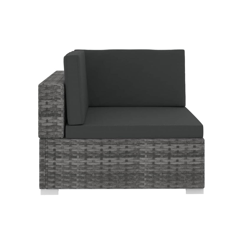 vidaXL 3 Piece Garden Sofa Set with Cushions Poly Rattan Grey