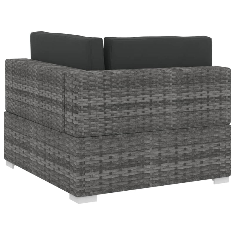vidaXL 3 Piece Garden Sofa Set with Cushions Poly Rattan Grey
