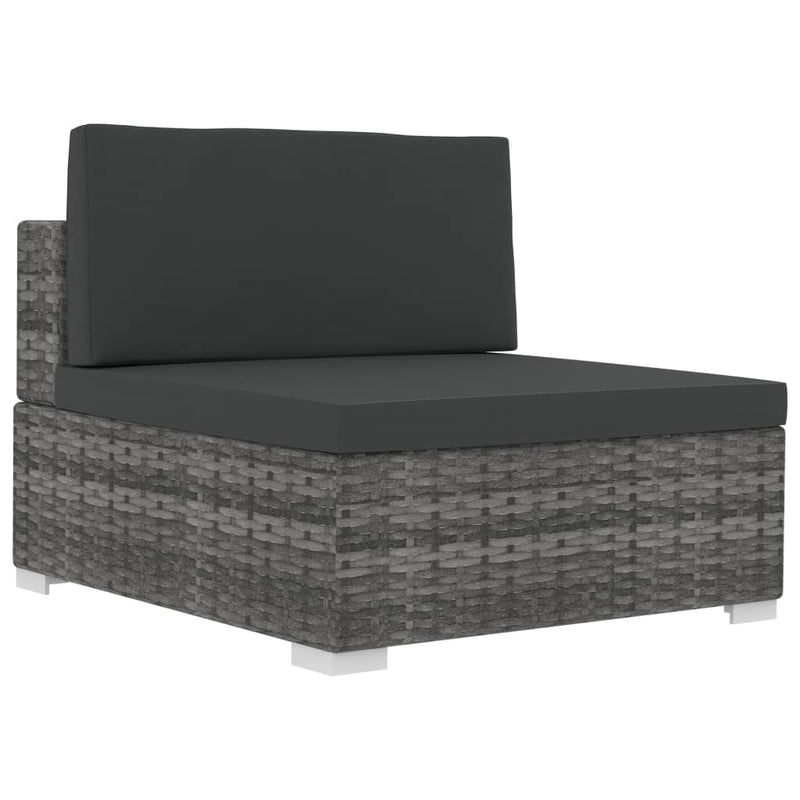 vidaXL 3 Piece Garden Sofa Set with Cushions Poly Rattan Grey