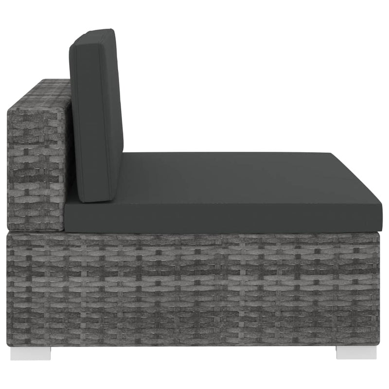 vidaXL 3 Piece Garden Sofa Set with Cushions Poly Rattan Grey