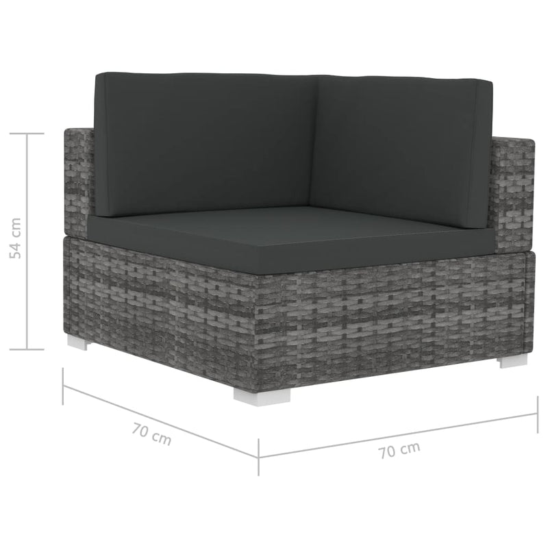 vidaXL 3 Piece Garden Sofa Set with Cushions Poly Rattan Grey