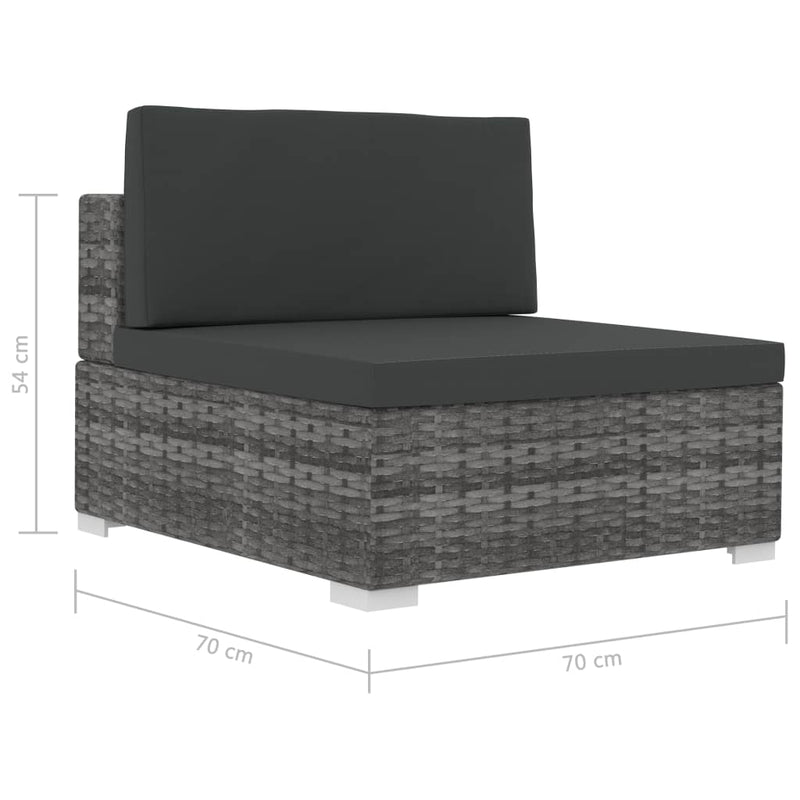 vidaXL 3 Piece Garden Sofa Set with Cushions Poly Rattan Grey