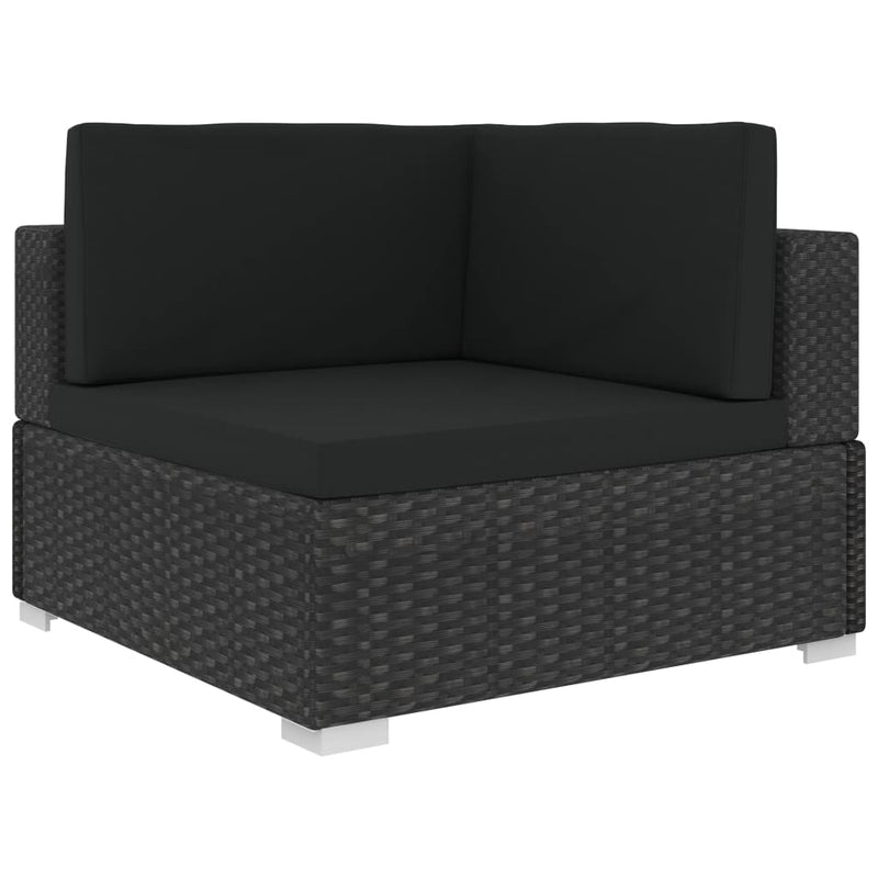 vidaXL 3 Piece Garden Sofa Set with Cushions Poly Rattan Black