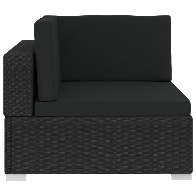 vidaXL 3 Piece Garden Sofa Set with Cushions Poly Rattan Black