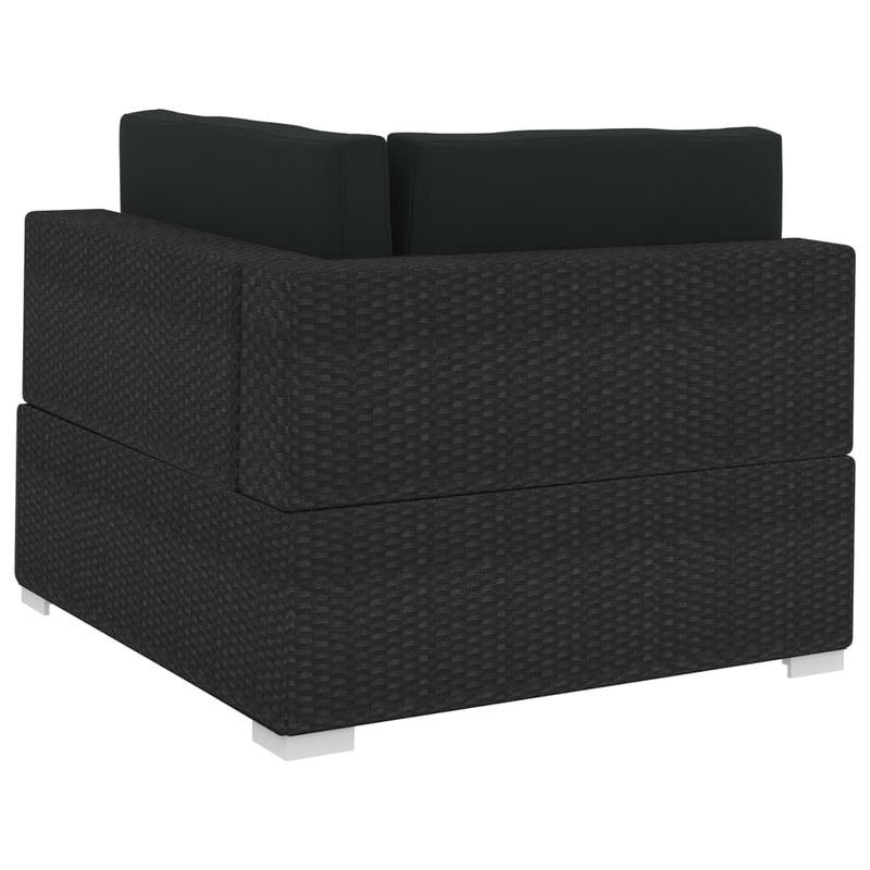vidaXL 3 Piece Garden Sofa Set with Cushions Poly Rattan Black