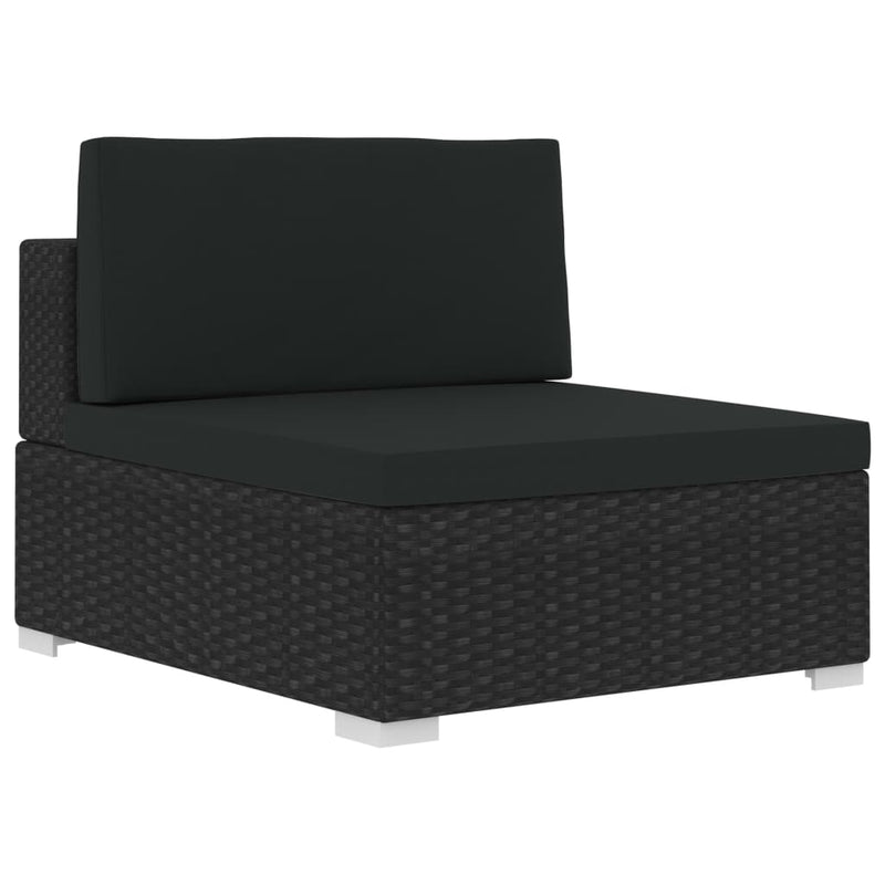 vidaXL 3 Piece Garden Sofa Set with Cushions Poly Rattan Black
