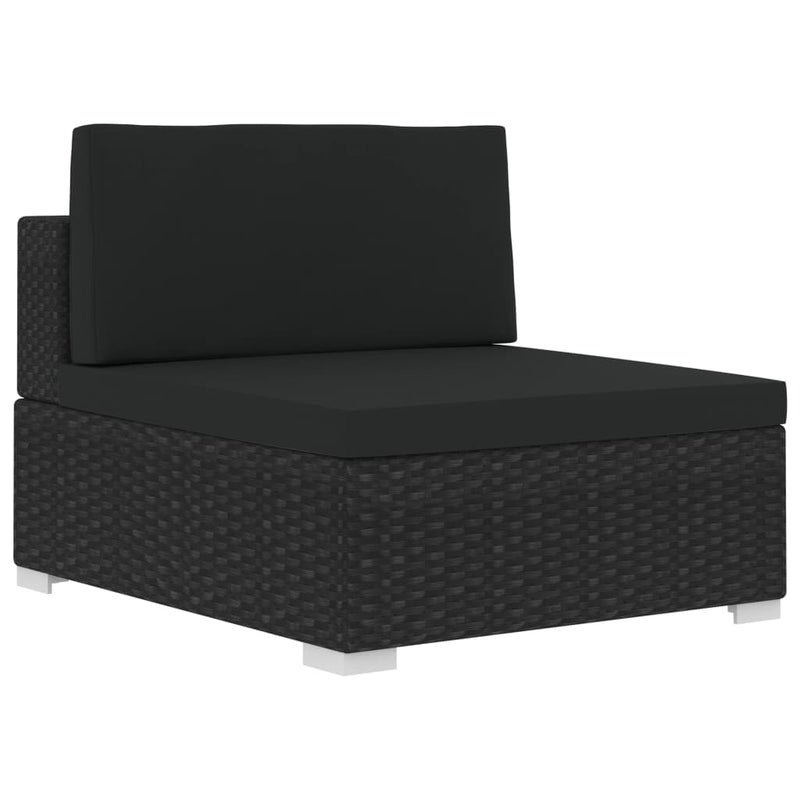 vidaXL 4 Piece Garden Sofa Set with Cushions Poly Rattan Black