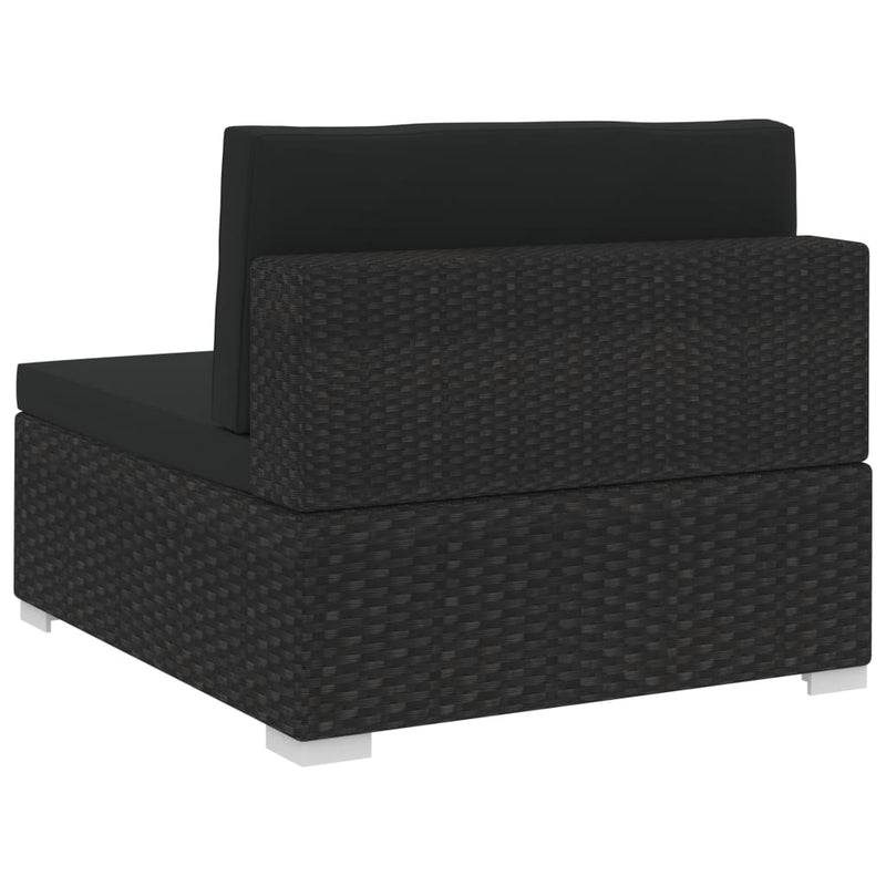 vidaXL 4 Piece Garden Sofa Set with Cushions Poly Rattan Black