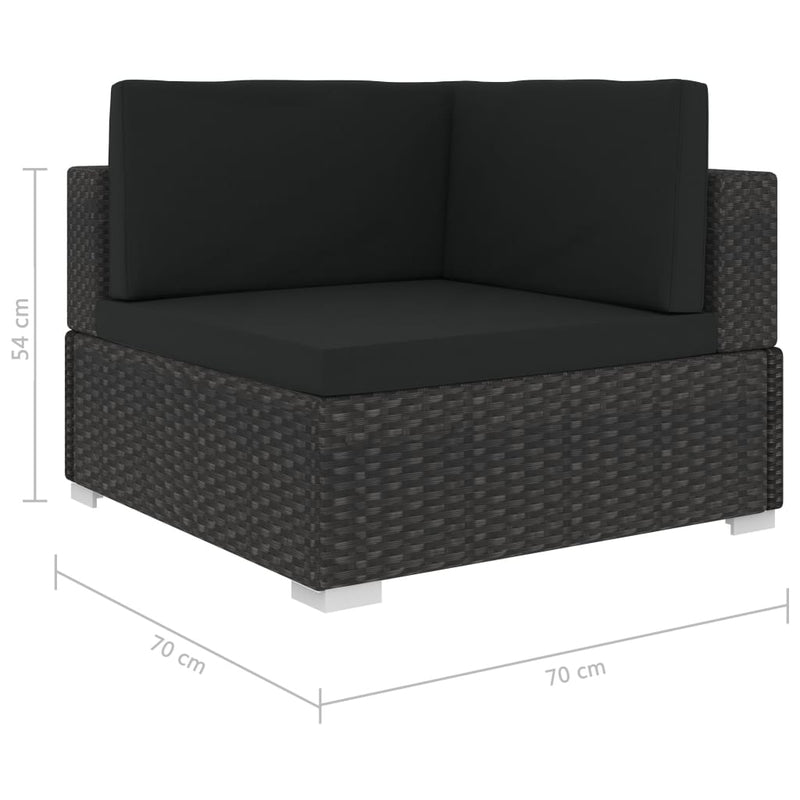 vidaXL 4 Piece Garden Sofa Set with Cushions Poly Rattan Black