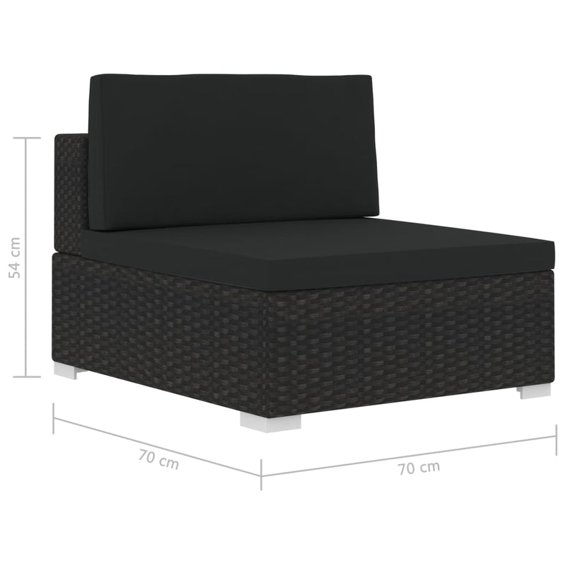 vidaXL 4 Piece Garden Sofa Set with Cushions Poly Rattan Black