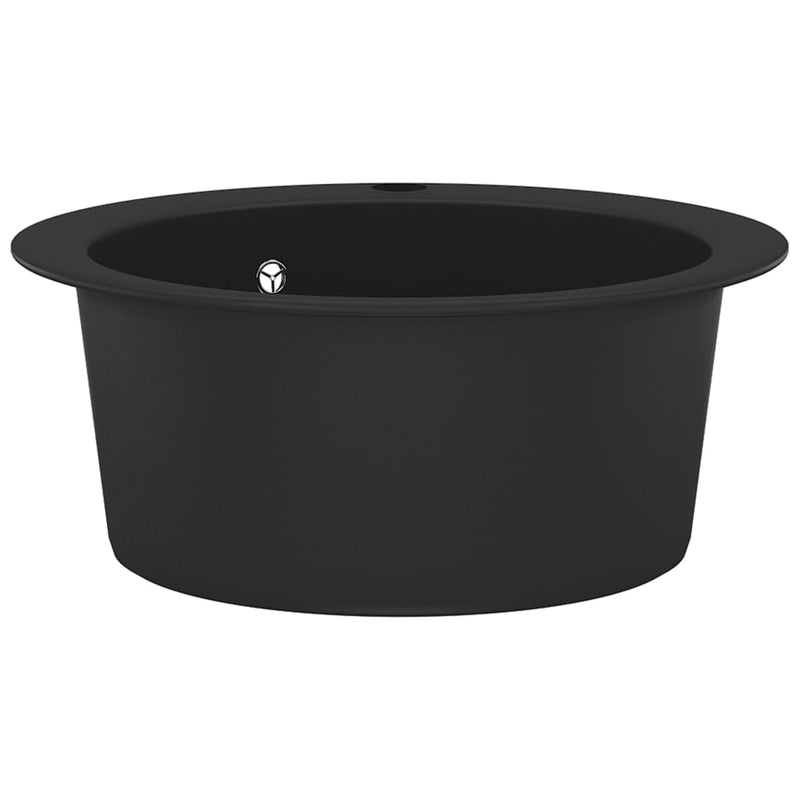 vidaXL Granite Kitchen Sink Single Basin Round Black