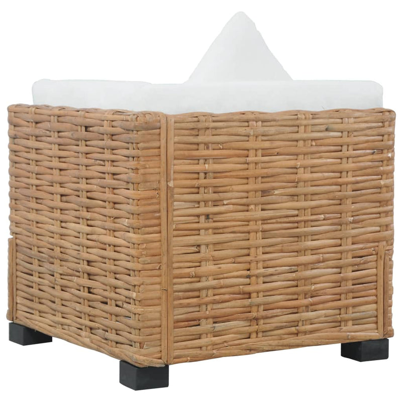 vidaXL Corner Sofa with Cushions Natural Rattan