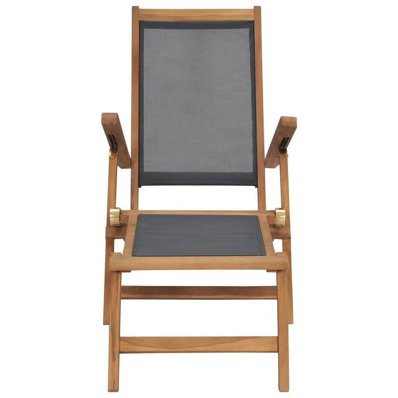 vidaXL Deck Chair with Footrest Solid Teak Wood Black