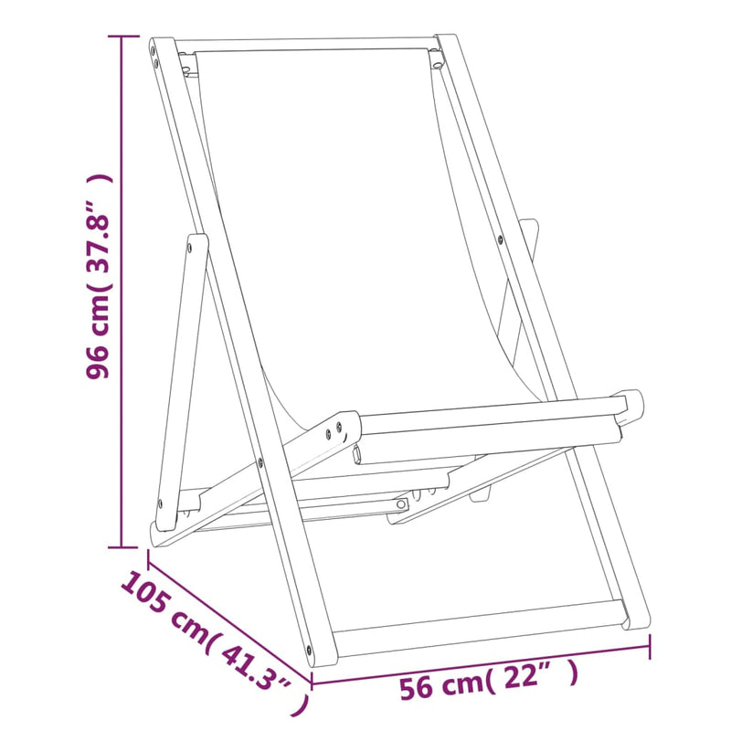 vidaXL Folding Beach Chair Solid Teak Wood Grey
