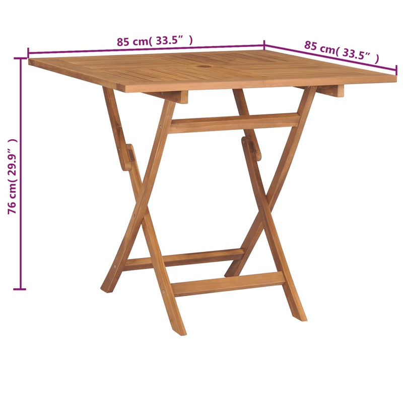 vidaXL Folding Garden Table 85x85x76 cm Solid Teak Wood