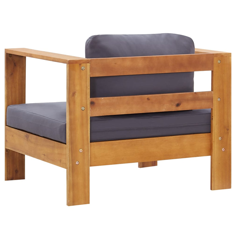 vidaXL Garden Sofa Chair with Cushion Dark Grey Solid Acacia Wood