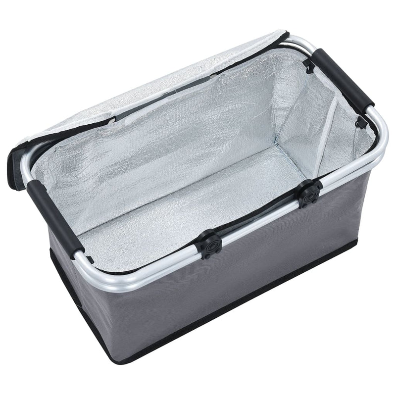 vidaXL Foldable Cool Bag Grey 46x27x23 cm Aluminium