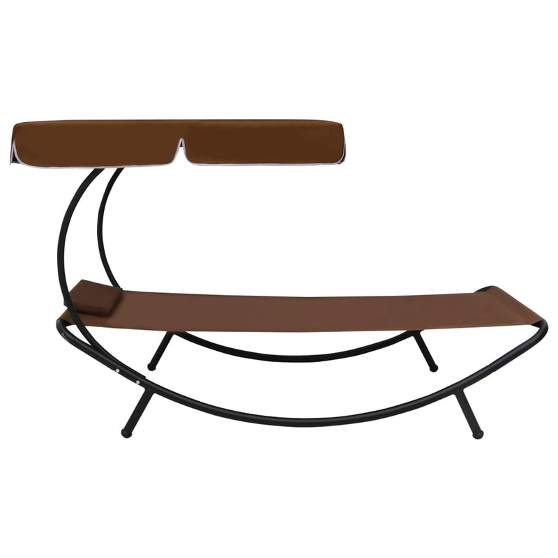 vidaXL Outdoor Lounge Bed with Canopy & Pillow Brown