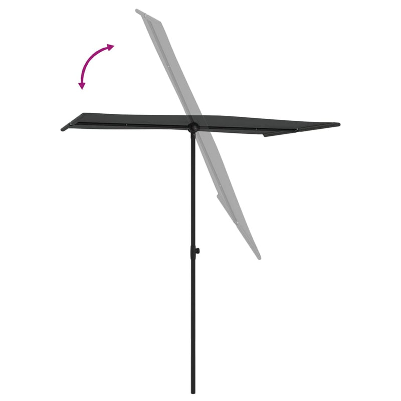 vidaXL Garden Parasol with Aluminium Pole 180x110 cm Anthracite