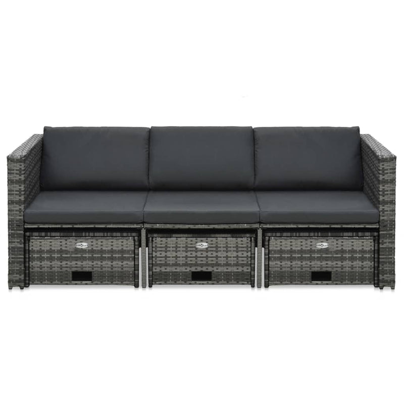 vidaXL 4 Piece Garden Lounge Set with Cushions Poly Rattan Grey