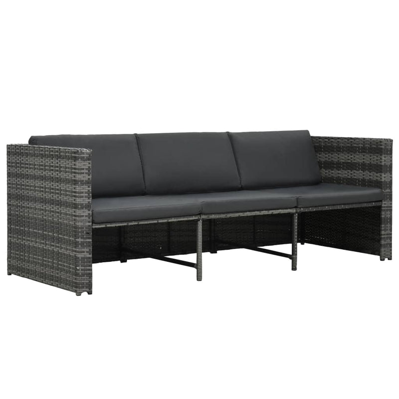 vidaXL 4 Piece Garden Lounge Set with Cushions Poly Rattan Grey
