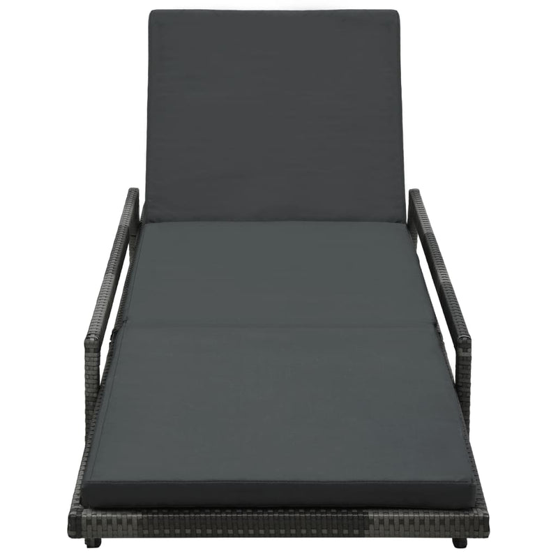 vidaXL Sun Lounger with Cushion Poly Rattan Grey