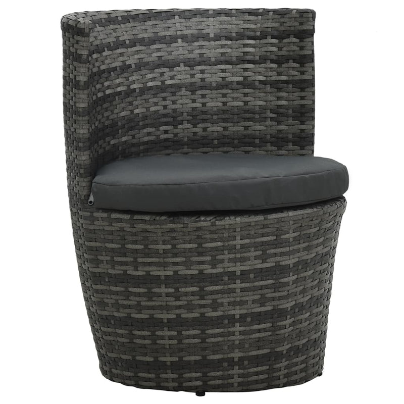 vidaXL 3 Piece Bistro Set with Cushions Poly Rattan Grey