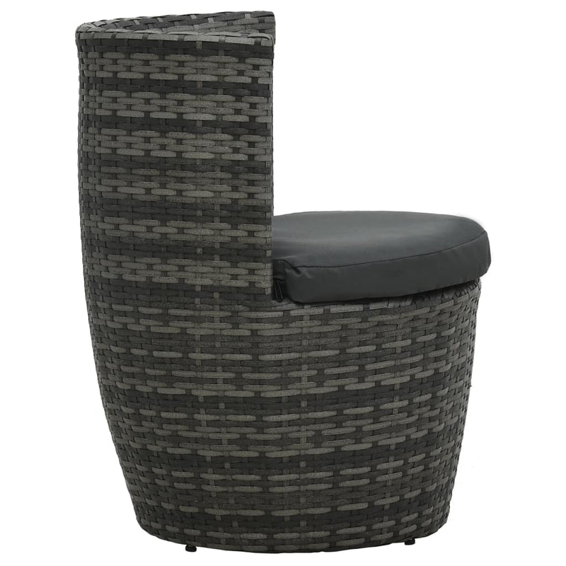 vidaXL 3 Piece Bistro Set with Cushions Poly Rattan Grey