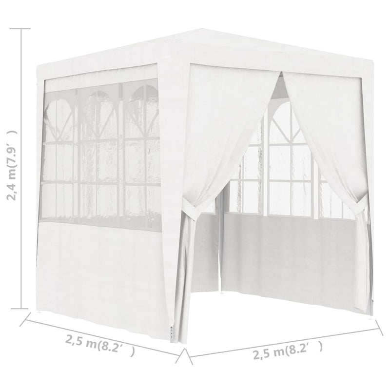 vidaXL Professional Party Tent with Side Walls 2.5x2.5 m White 90 g/m²