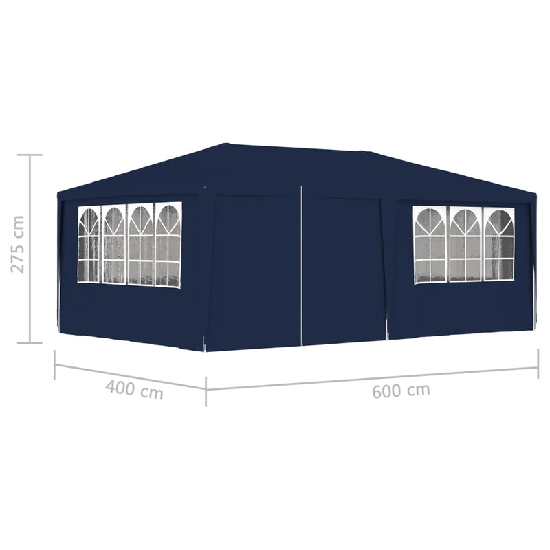 vidaXL Professional Party Tent with Side Walls 4x6 m Blue 90 g/m²