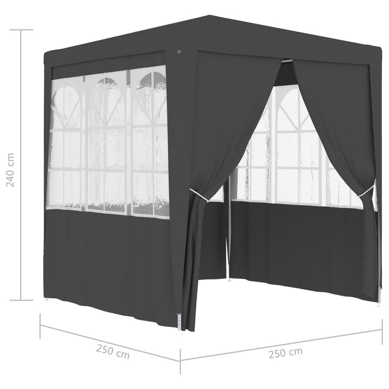 vidaXL Professional Party Tent with Side Walls 2.5x2.5 m Anthracite 90 g/m²
