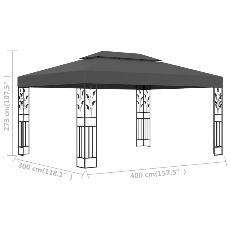 vidaXL Gazebo with Double Roof 3x4m Anthracite
