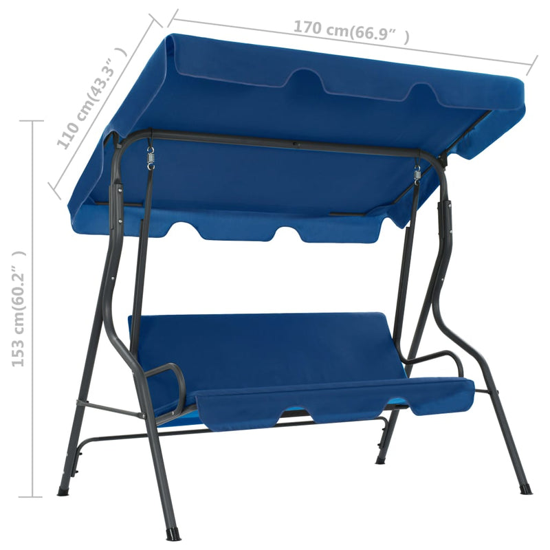 vidaXL Garden Swing Bench Dark Blue 170x110x153 cm Fabric