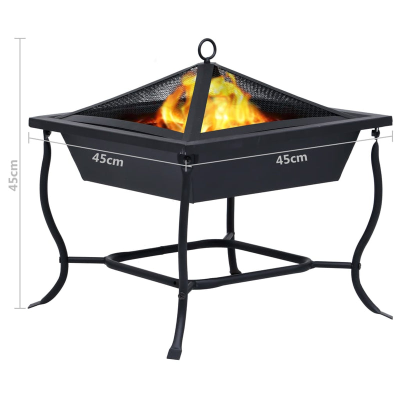 vidaXL Fire Pit Black 42x42x45 cm Steel
