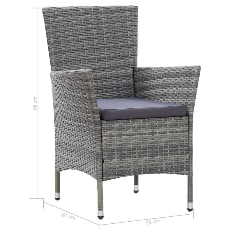 vidaXL 5 Piece Outdoor Dining Set with Cushions Poly Rattan Grey