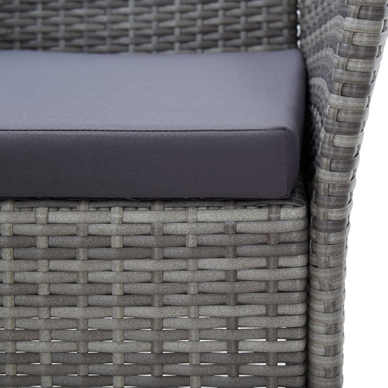 vidaXL 5 Piece Outdoor Dining Set with Cushions Poly Rattan Grey