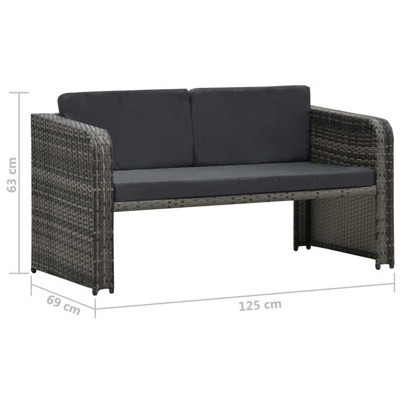 vidaXL 4 Piece Garden Lounge Set with Cushions Poly Rattan Anthracite