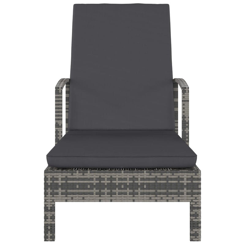 vidaXL Sun Lounger with Armrests Poly Rattan Grey