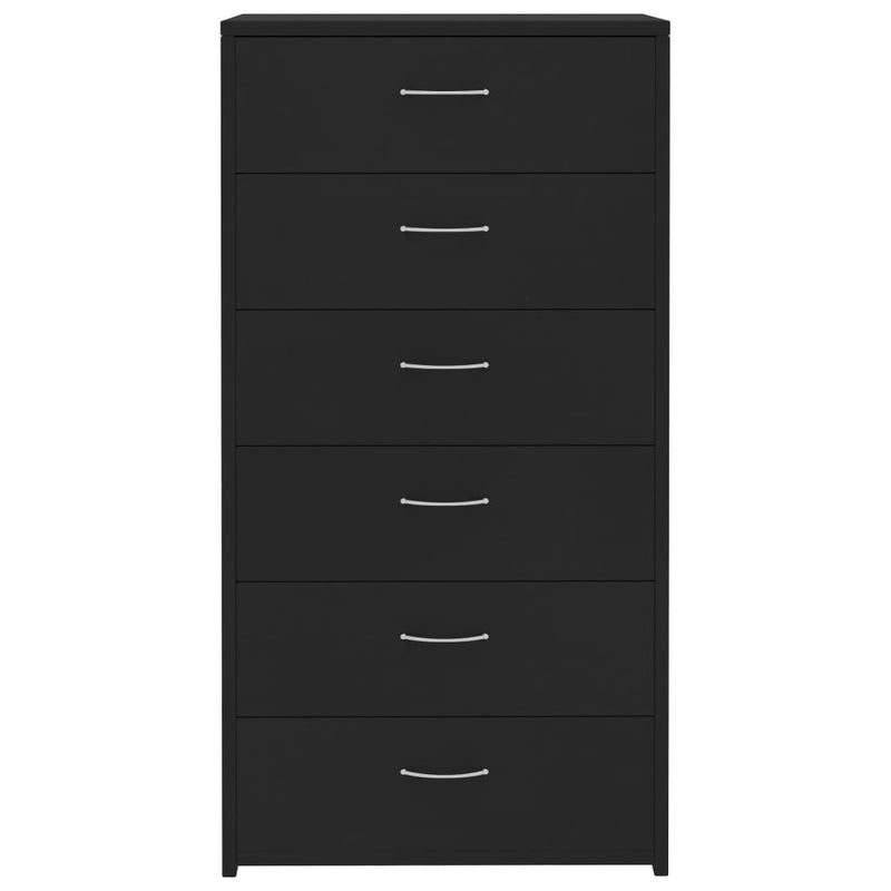 vidaXL Sideboard with 6 Drawers Black 50x34x96 cm Engineered Wood