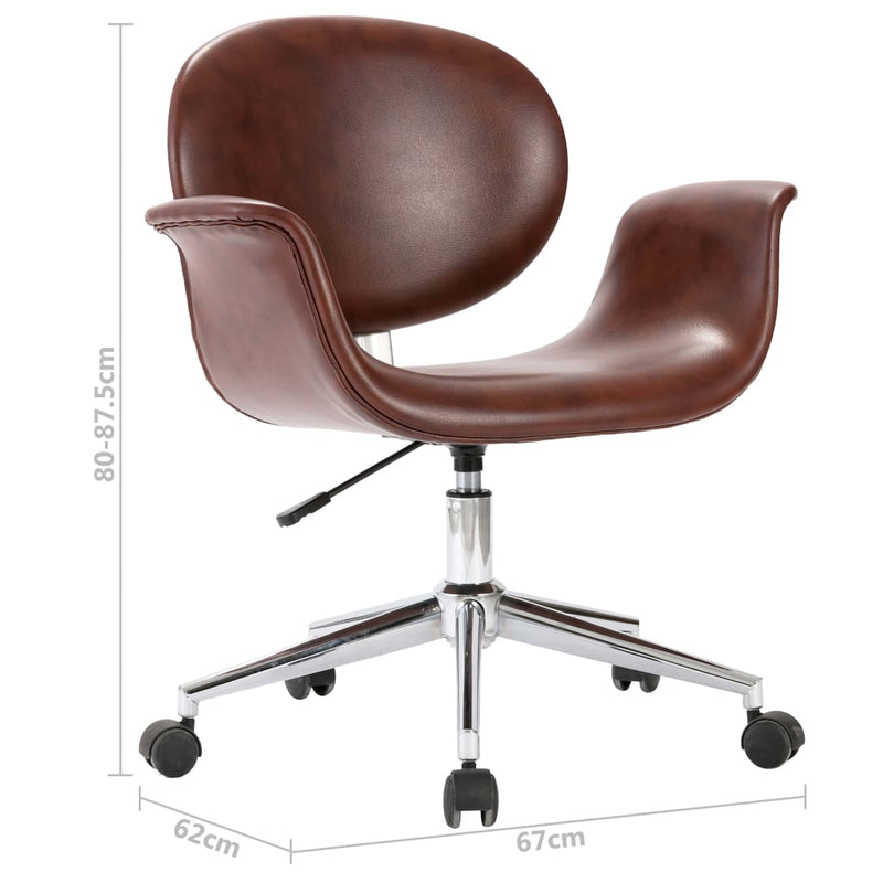 vidaXL Swivel Dining Chair Brown Faux Leather