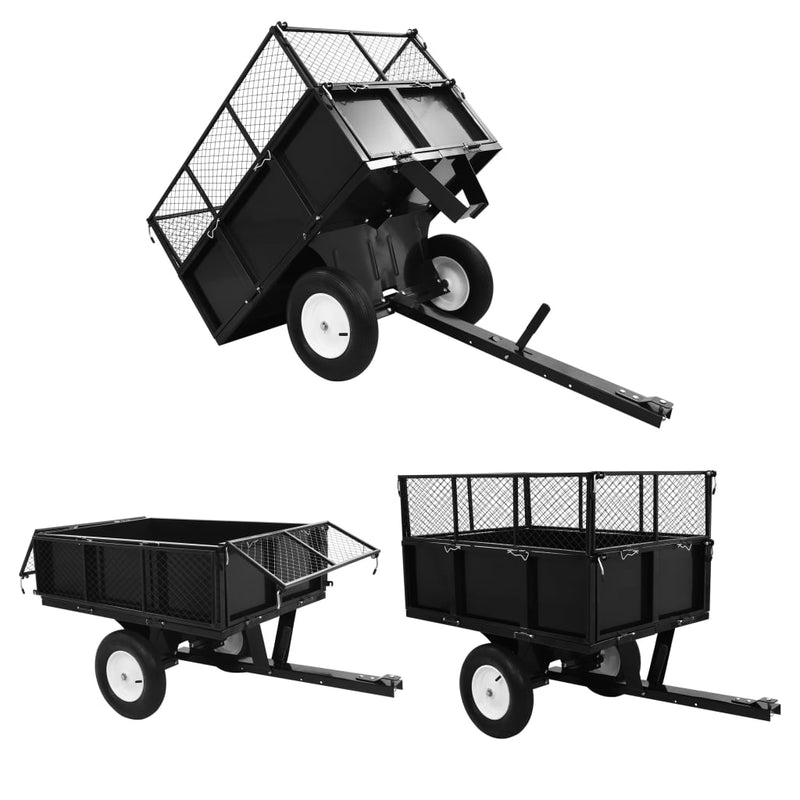 vidaXL Tipping Trailer for Lawn Mower 300 kg Load