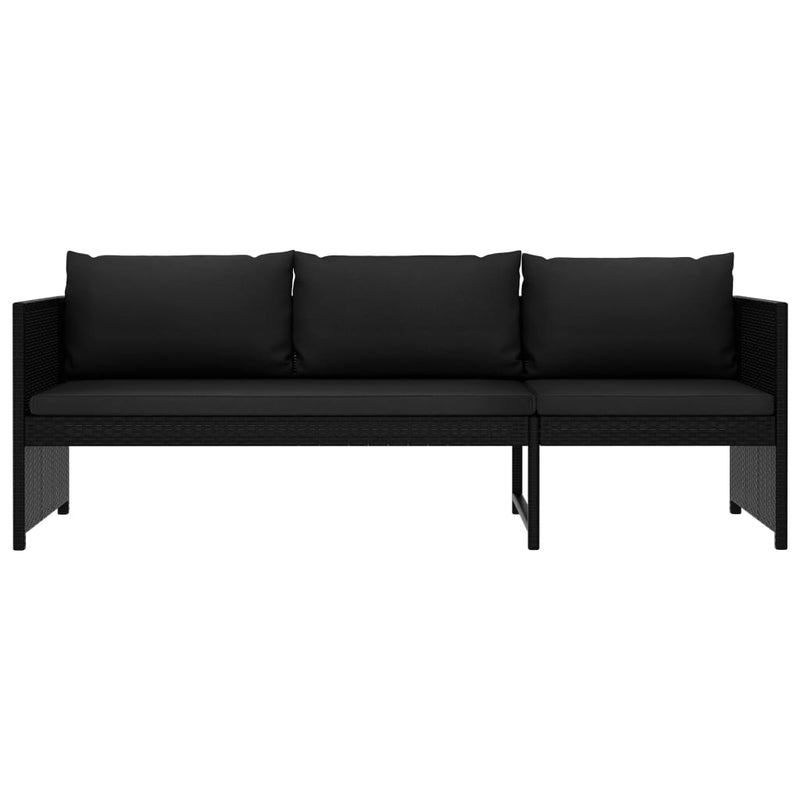 vidaXL 3 Piece Garden Lounge Set with Cushions Poly Rattan Black