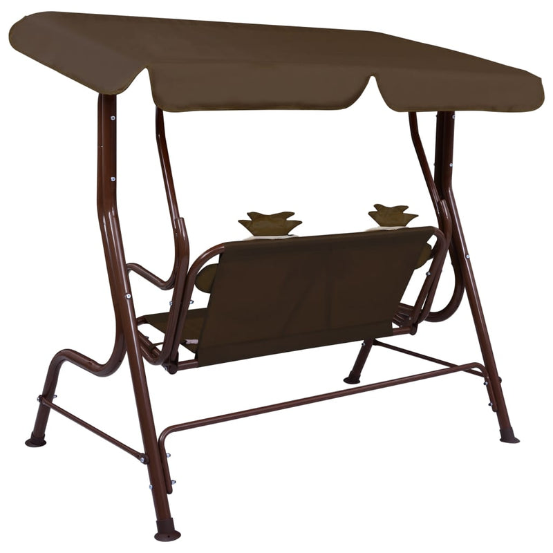 vidaXL Kids Swing Bench Brown 115x75x110 cm Fabric