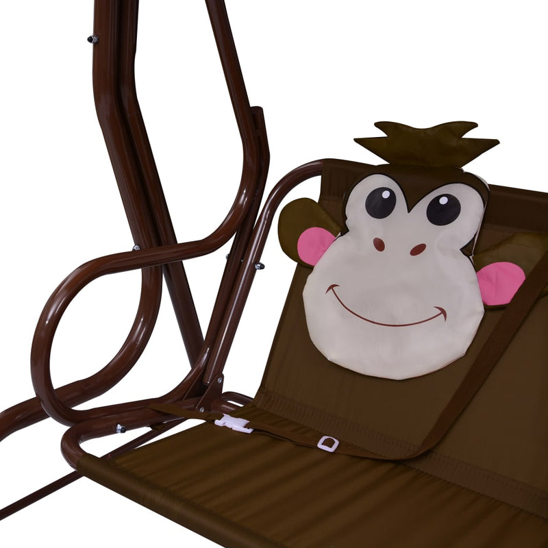 vidaXL Kids Swing Bench Brown 115x75x110 cm Fabric