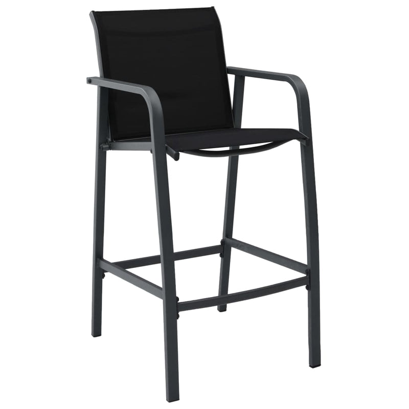 vidaXL Garden Bar Chairs 2 pcs Black Textilene