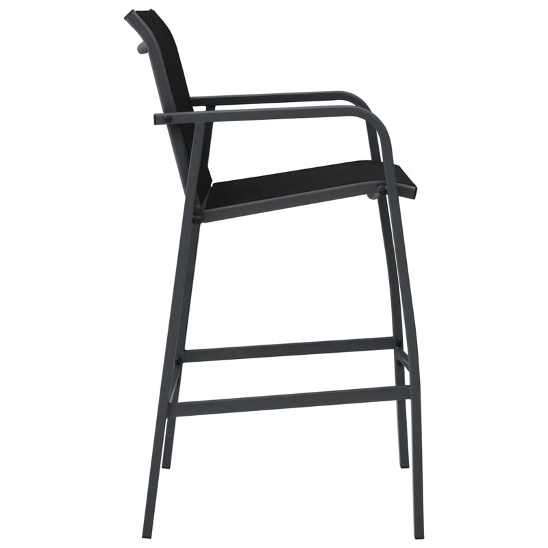 vidaXL Garden Bar Chairs 2 pcs Black Textilene